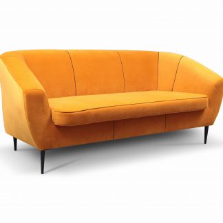 sofa nowoczesna żółta na wysokich nogach 3-osobowa - revo